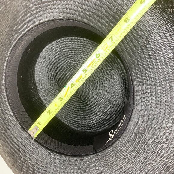 Vintage 1980\'s Sonni SF Black Gold Wide Brim Woven Hat Sequin Jewel Statement main image 4